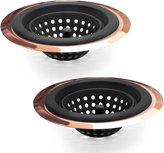 Mi hogar Silicone Sink Drain Strainer 2 Pack, 4.5” Wide Rim Stainless Steel - Image 6