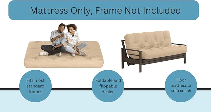 Royal Sleep Products by The Futon Factory 6 inch Foam Futon Mattress - Solid Navy Cover - Twin Size - CertiPUR Certified Foams - Made in USA - Replacement Mattress - (Frame not Included)