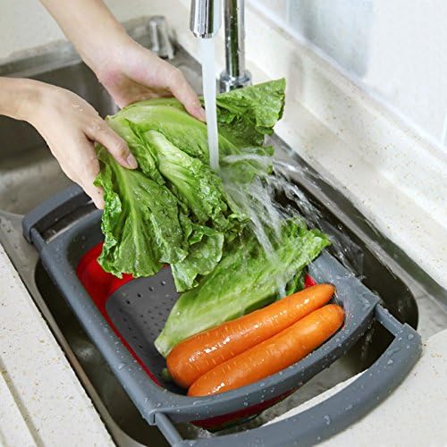 Qimh Colander Collapsible, Over The Sink Veggies/Fruit 6-Quart Strainers and - Image 3