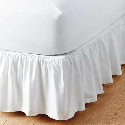 SlumberWell Full Bed Skirt with Split Corners, Soft Microfiber, 16 Inch Drop, White Solid, Elegant Ruffled Design