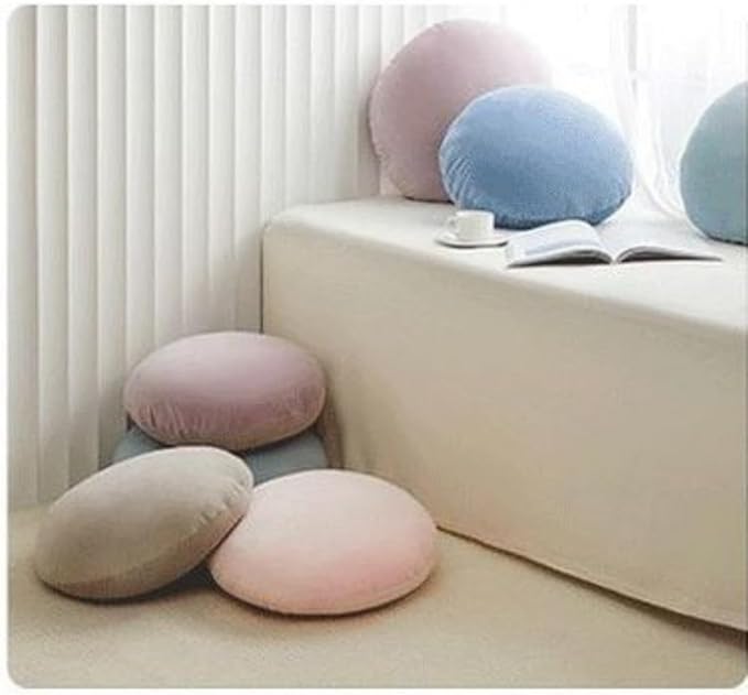 MOJUN Round Throw Pillow, 15.7" Soft Solid Color Home Decorative Round Pillows Sofa Chair Cushion Floor Pillows for Couch Car Living Room Bed, Blue
