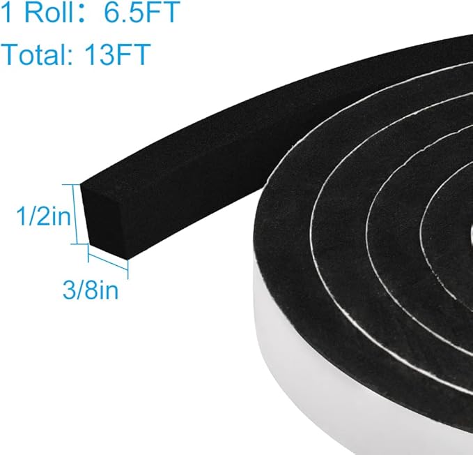 Weather Stripping Door Seal, 1/2 Inch Wide X 3/8 Inch High Density Foam Tape - Image 4