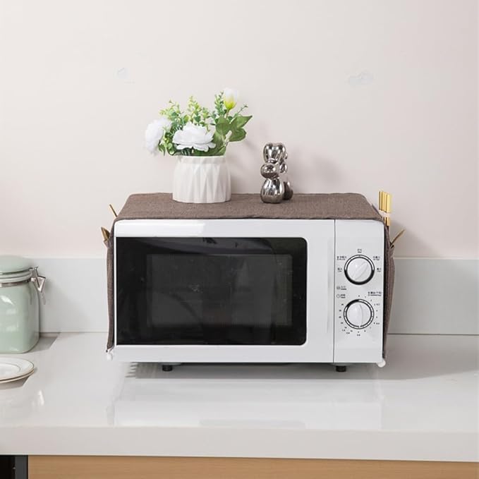 Microwave Oven Cover Dust Oil Proof Cotton Linen Waterproof Fabric Cloth Machine Protector Decorative Kitchen Appliance Cover 30 * 90cm Oven Cover Cloth Dust Cover(gray)