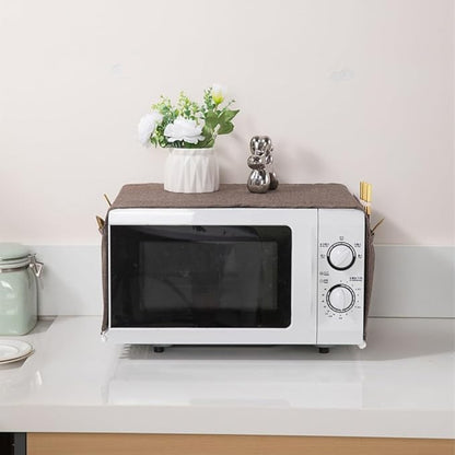 Microwave Oven Cover Dust Oil Proof Cotton Linen Waterproof Fabric Cloth Machine Protector Decorative Kitchen Appliance Cover 30 * 90cm Oven Cover Cloth Dust Cover(gray)