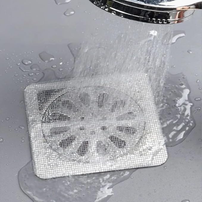 30 PC Disposable Shower Drain Hair Catcher Stickers 4"x4" Strong Adhesive Mesh - Image 7