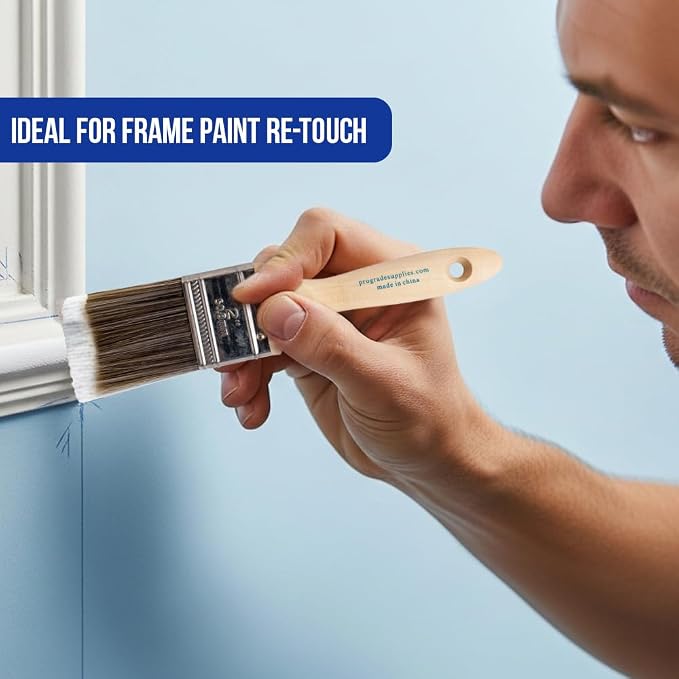 Pro Grade Paint Brushes, 5-Piece Paint Brush Set: Flat & Angle Brushes - Image 5