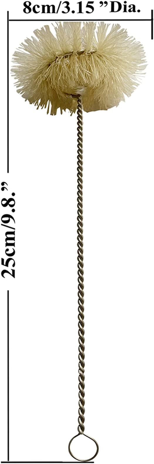 NewFerU Stainless Steel Soda Bottle Cleaning Brush in Natural Boar Bristle Wool - Image 2