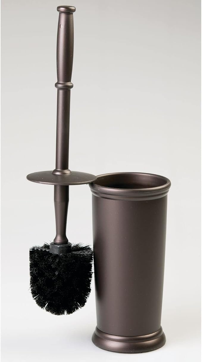 mDesign Metal Freestanding Slim Toilet Bowl Brush and Holder - Image 7