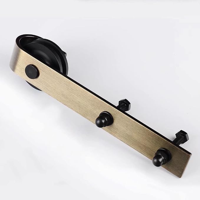 96 inch Classic Brass Sliding Barn Door Hardware Kit - Image 6