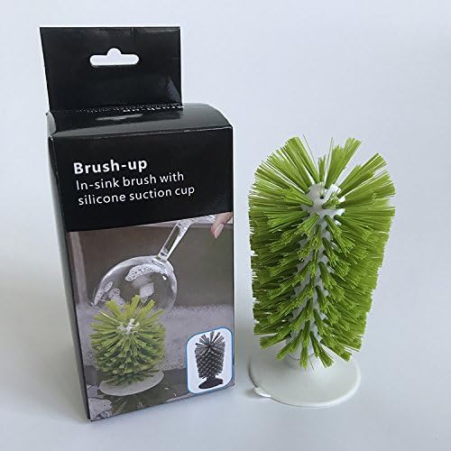 Brush-Up Glass Brush with Suction Cup Upright Stays in Sink Bristle Scrub - Image 5