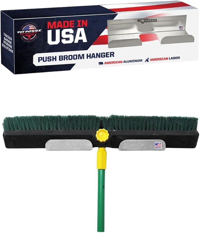 Pit Posse 607 Push Broom Hanger Rack Holder Aluminum Trailer Organizer-Made in by PITPOSSEMOTORSPORTS
