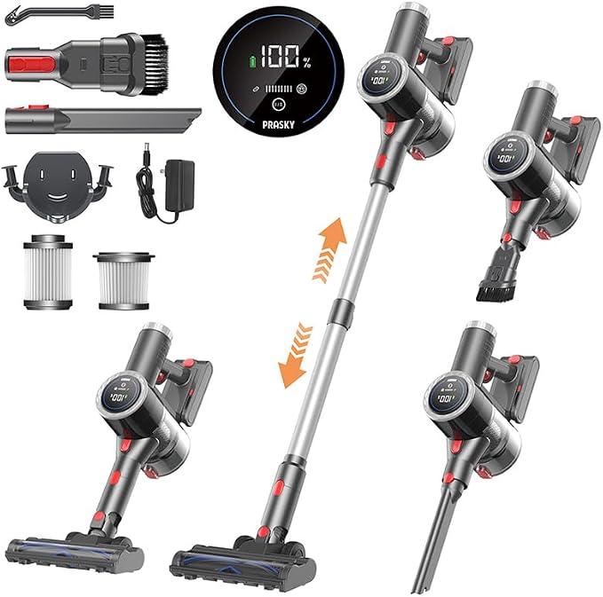 Cordless Vacuum Cleaner, 6-in-1 Lightweight Stick Vacuum by Prasky
