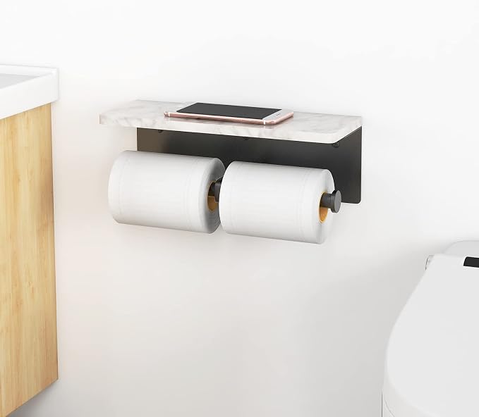 Toilet Paper Holder with Shelf, New Upgrade Double Toilet Paper Holder with - Image 7