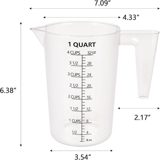 Food-Grade Plastic Measuring Pitcher – 32 Ounce & 4 Cups Measuring Cups - Image 2
