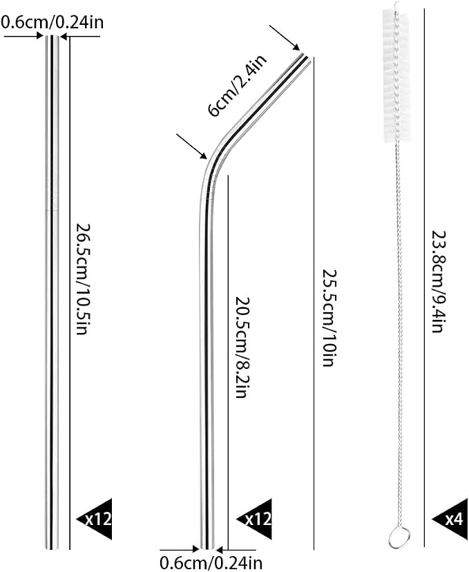 Extra Long 10.4 inch Value Pack Reusable Stainless Steel Straws Combinations - Image 6