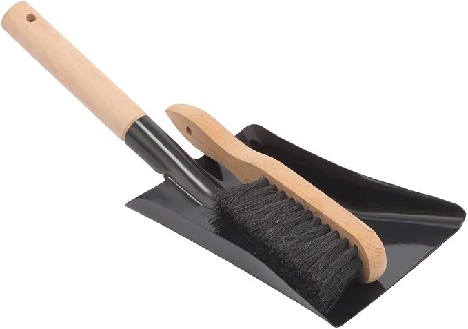 Coal Shovel and Hearth Brush Set Made of Natural Wood and Coco Bristles - Image 3
