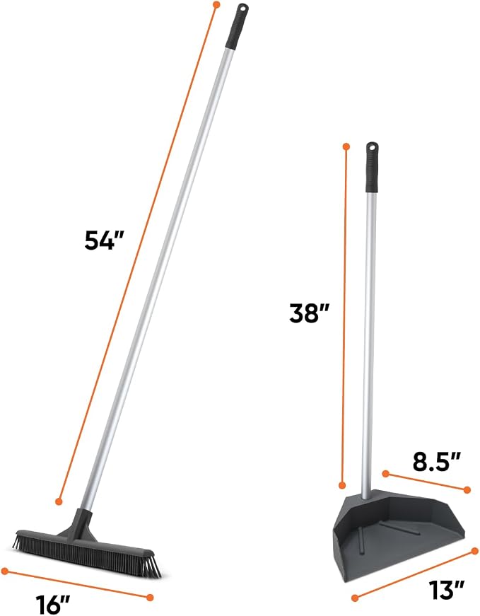 Superio Silicone Dust Pan with 35" Aluminum Long Handle & 16 Pet Hair Remover - Image 2