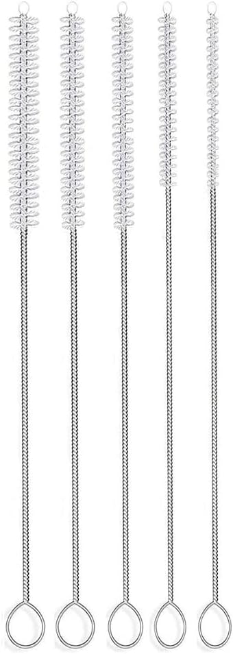 10" Tube Cleaning Brush Set, 5 Pack Large, Extra Long Nylon Straw Brushes by TheScoopie
