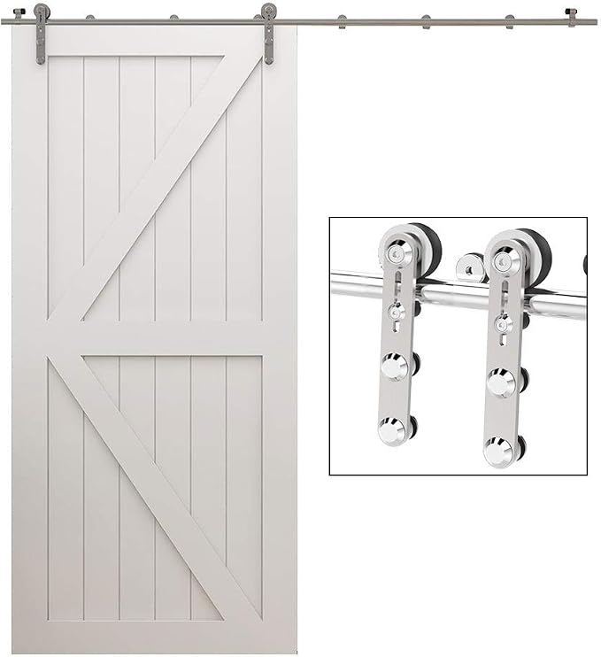 TSMST 7.5FT Sliding Barn Door Hardware Kit, Stainless Steel Heavy Duty Sturdy by TSMST