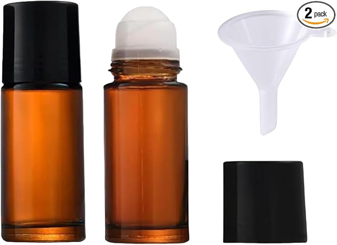 2Pcs Brown Glass Essential Oil Roller Bottles Refillable Roll on Bottles Empty by Unknown