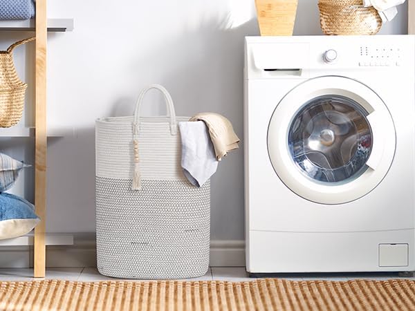 Woven Laundry Basket for Clothes, 50 L Large Rectangle Laundry Hampers - Image 2