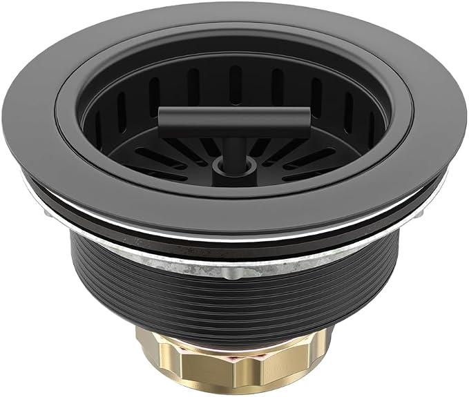 KONE Black Kitchen Sink Drain Matte Black Sink Strainer 3-1/2 Inch Drain by KONE