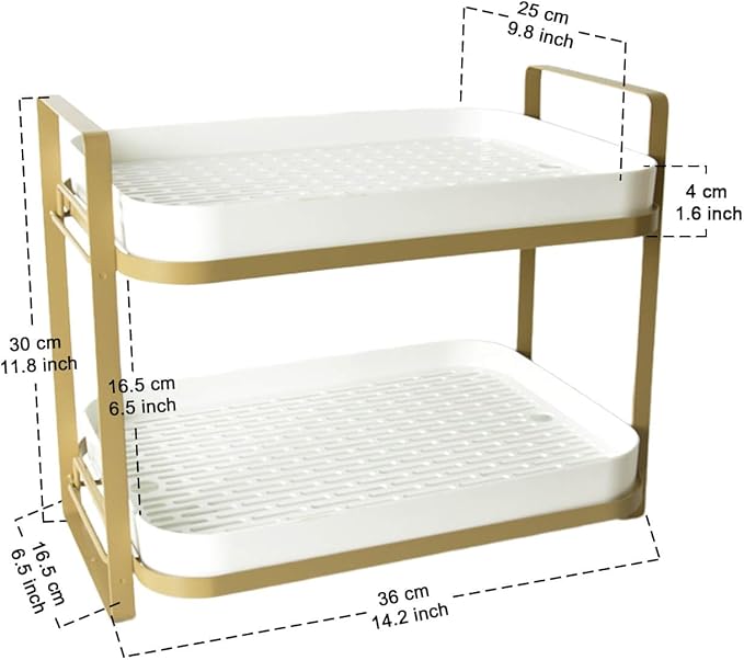 Cup Drying Rack Stand 2 Tier Organizer Countertop Station Shelf Strong Carbon - Image 2
