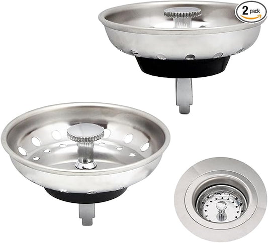 2 Pack - Kitchen Sink Strainer and Stopper Combo Basket Replacement by ZHUOMINPIPINGSANITARYWARE