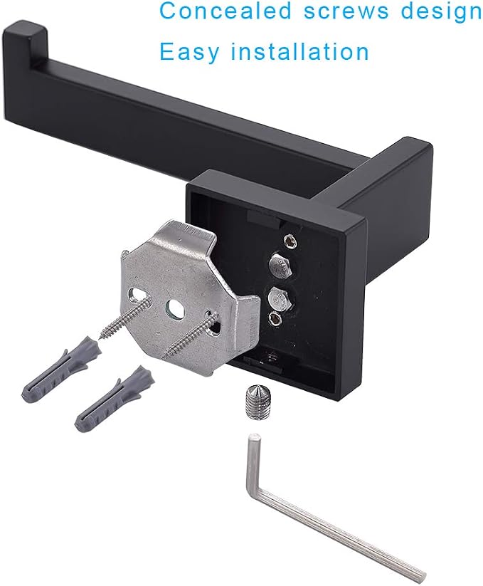 TASTOS Toilet Paper Holder Matte Black, Toilet Tissue Roll Holders Dispenser - Image 7
