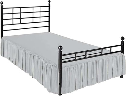 SlumberWell Twin Bed Skirt with Split Corners, Soft Microfiber, 21 Inch Drop, Light Grey Solid, Elegant Ruffled Design