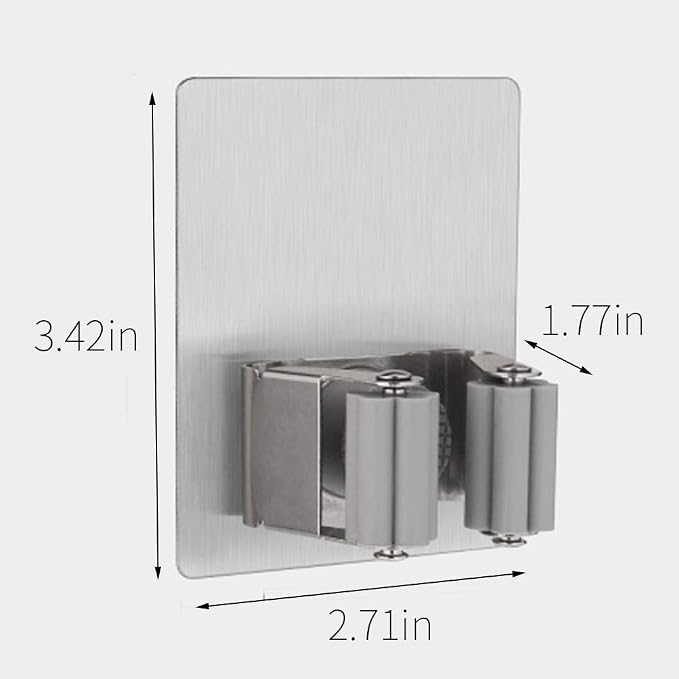 Stainless Steel Self Adhesive Broom Holder Wall Mount - Image 7