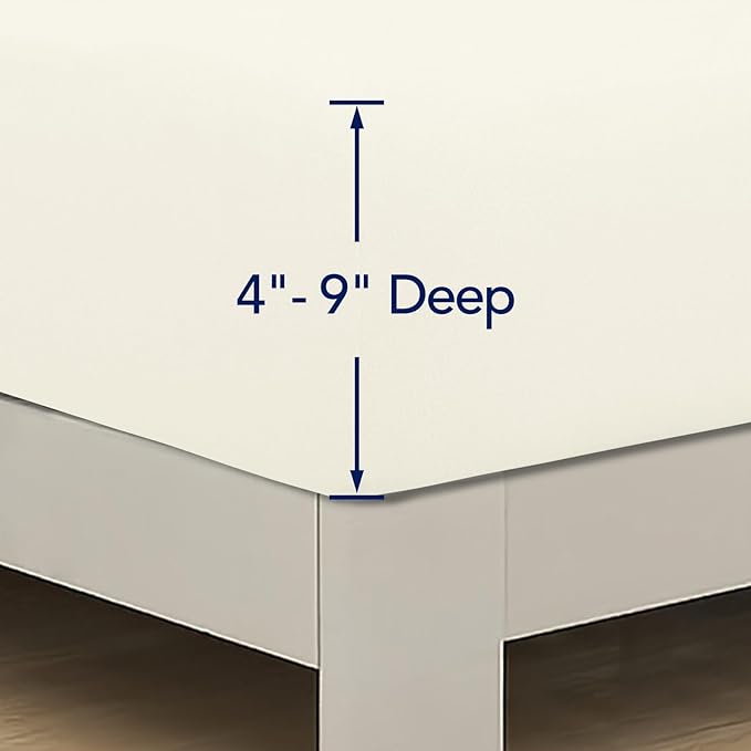 PureFit Stretchy Box Spring Cover Twin - Elastic Fitted Box Spring Wrap Around 4 Sides, Wrinkle & Fading Resistant Fits Twin Size Beds, Ivory