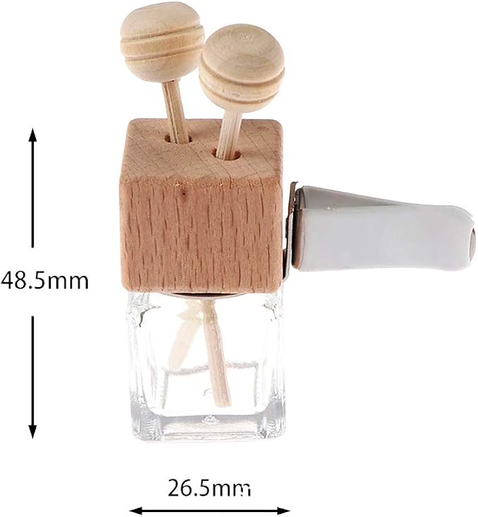 10 Pack, 8ml Clear Glass Car Air Freshener Perfume Clip Diffuser, Empty - Image 3