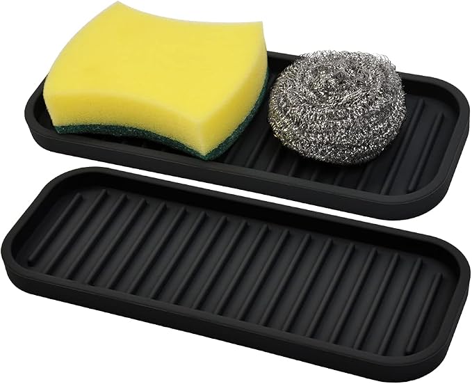 Silicone Sponge Holder Kitchen Sink Organizer Tray Dish Caddy Soap Dispenser by Gosmol