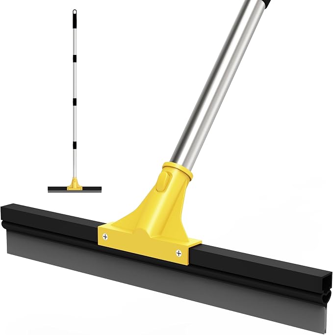 Large Heavy-Duty Floor Squeegee, 18” Rubber Blade Broom & 62” Long Handle Floor by Unknown