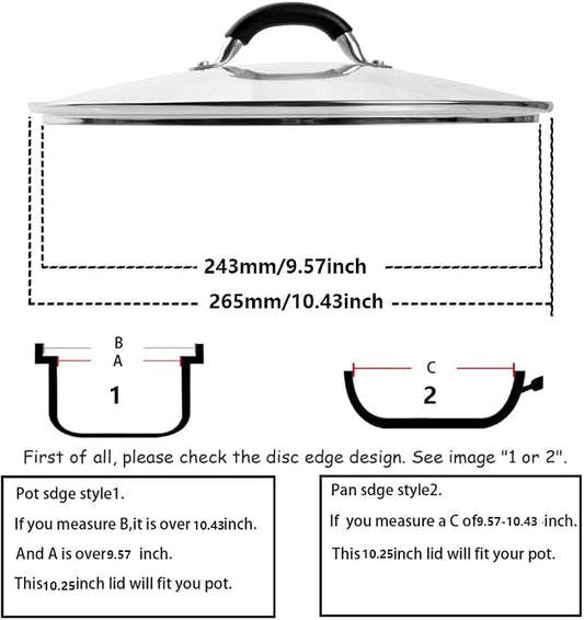 10.25 Inch Tempered Glass Lid for Lodge 10.25" Cast Iron Skillets & 5QT Dutch - Image 2