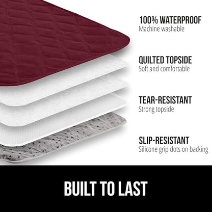 GORILLA GRIP Waterproof Bed Cover for Dogs, 102x82, Gripped Slip Resistant Backing, Leak Proof Washable Dog Blanket Covers Sofa, Couch, Sectional, Crate, Car, RV Seats, Pet Puppy Essentials, Burgandy