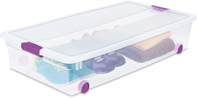 Sterilite 4-Pack 60 Quart ClearView Latch Box, Wheeled Underbed Organizer Bins - Image 7