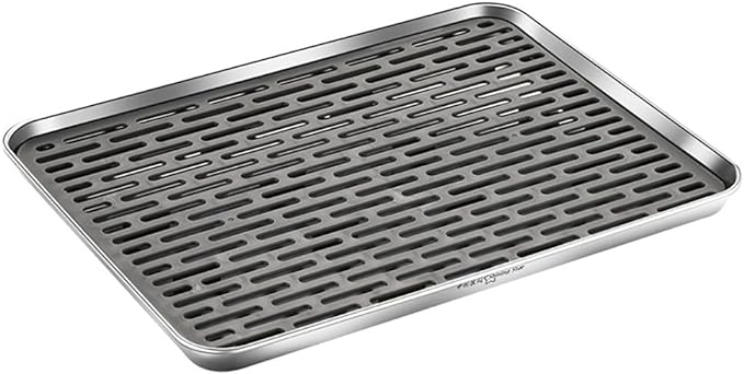 Stainless Steel Drain Tray, Cup & Dish Drying Rack, Drain Board 2 Tier Non Slip by Reginsnow