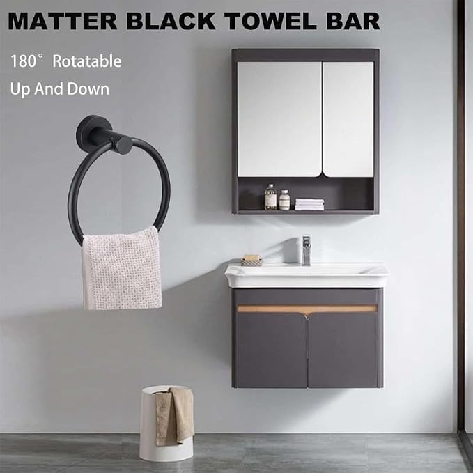 Towel Ring Set 3 Pieces Bathroom Kit Accessories Restroom Towel Holder Toilet - Image 4