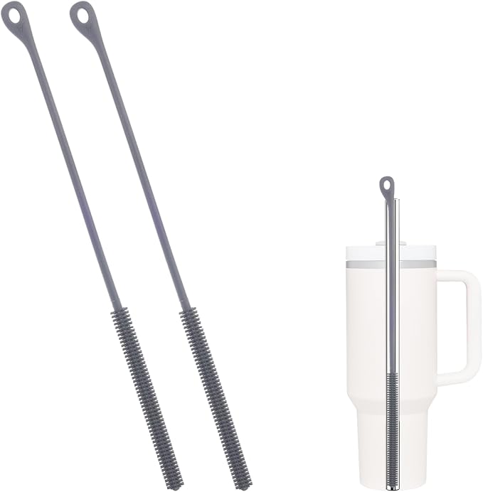 2pcs Silicone Straw Cleaner Brush, 9.45in Extra Long Straw Cleaning Brush by Unknown