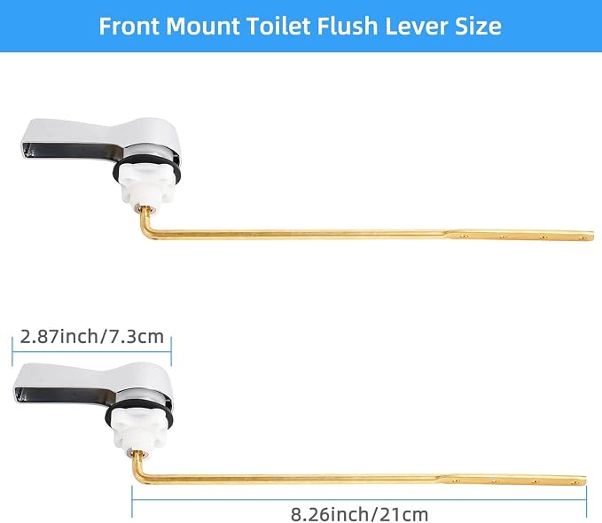 Hygie Rinse 2PCS Metal Toilet Handle Lever Flush Replacement, Universal Front - Image 2