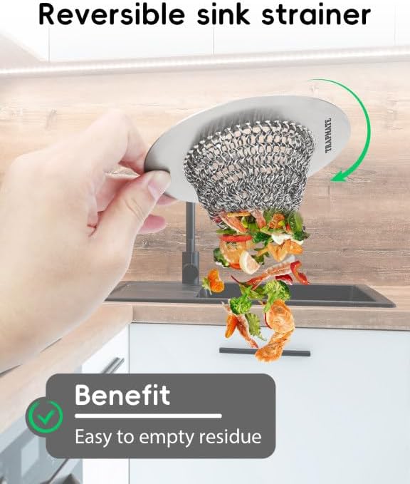TRAPMATE Kitchen Sink Drain Strainer & Sink Stopper, Revolutionary Stainless - Image 3