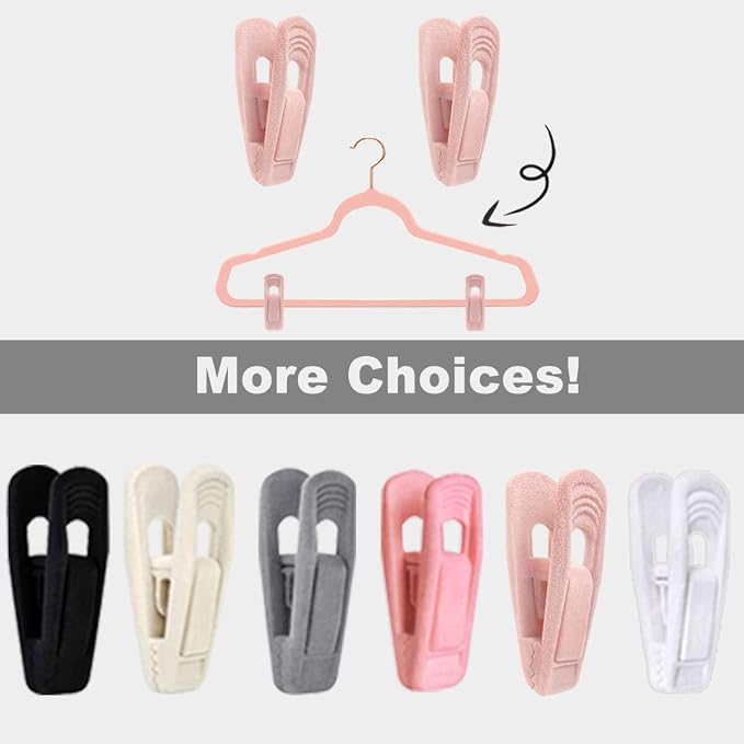 Light Pink Velvet Hanger Clips, Non-Slip Strong Hanger Clips - Image 8