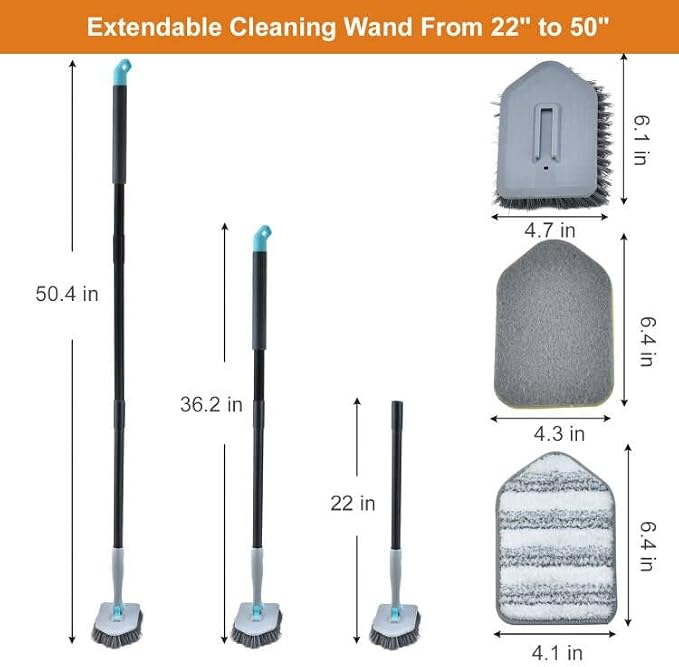 Long Handled Scrub Brush for Shower, 3-in-1 Cleaning Brushes - Image 4