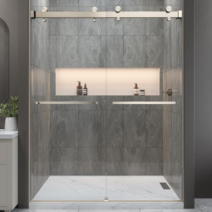 Twinglide VITRA-200 Frameless Shower Door 56.5-59" Width x 78" Height by EurotechShowers