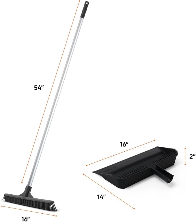 Superio 16 Silicone Pet Hair Remover Broom & 16 Dustpan - Image 2