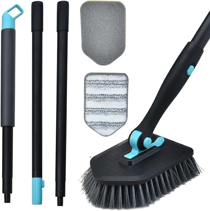 Long Handled Scrub Brush for Shower, 3-in-1 Cleaning Brushes by HOME