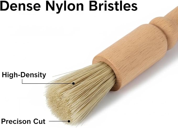Coffee Grinder Cleaning Brush 2Pcs, Wood Handle & Natural Bristles Wood Dusting - Image 3