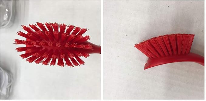 Dishwashing Brush with Hangable Long Handle, Built-in Scraper, Scrub Brush - Image 3